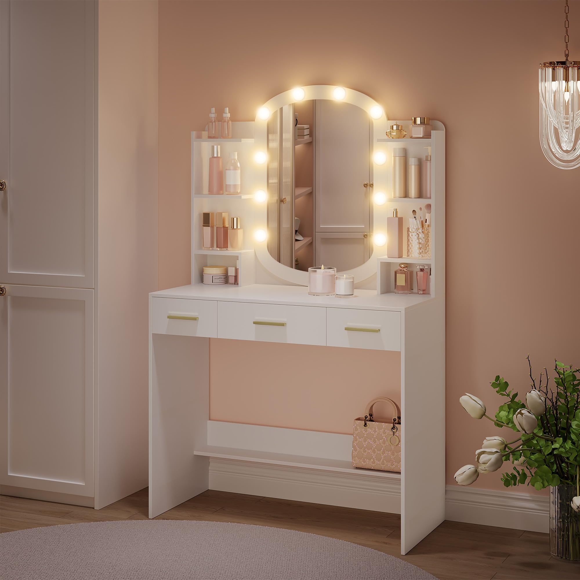 hexcelen-coiffeuse-avec-miroir-ovale-blanc-90-cm-led image 4