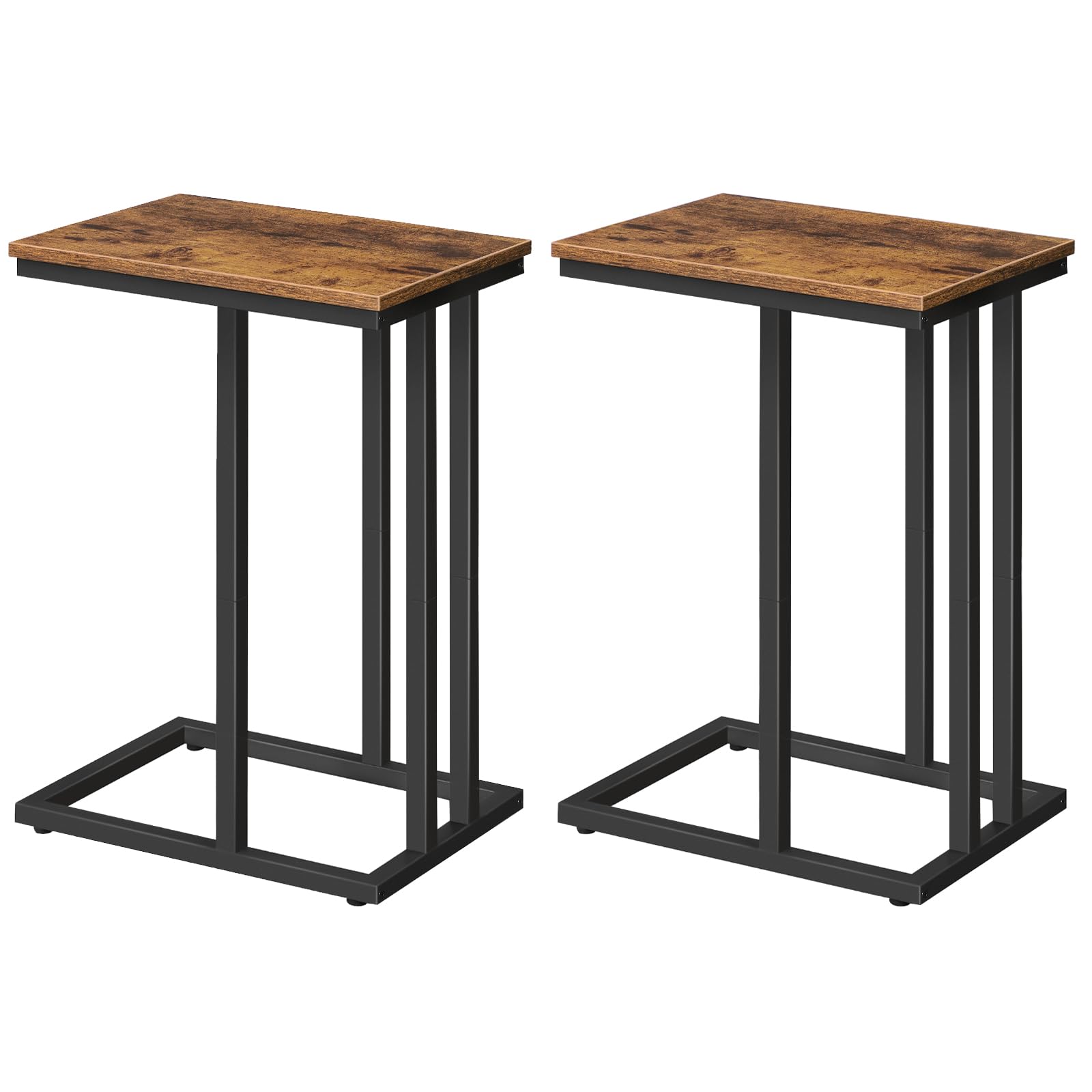 hoobro-side-tables-lot-2-tables-d-appoint-en-c-marron image 1