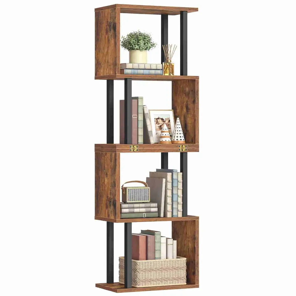 hoobro-biblioth-que-marron-5-niveaux-forme-s-industriel image 1
