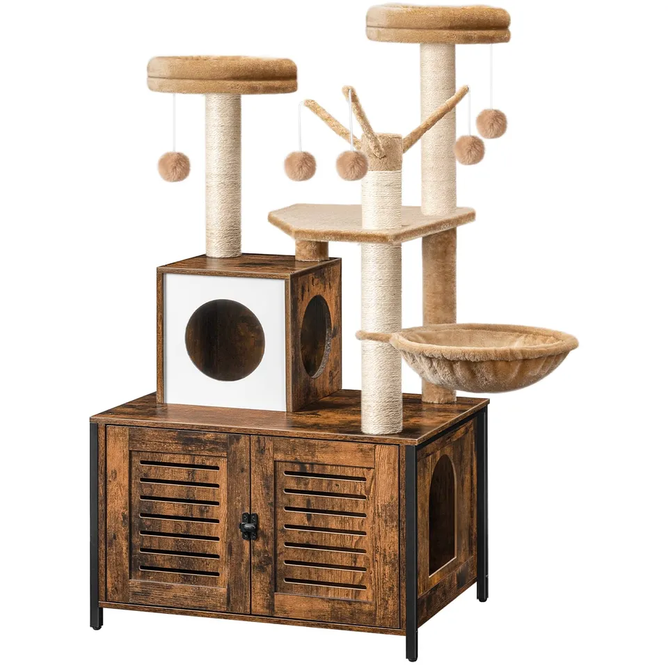 hoobro-arbre-chat-bois-marron-cache-liti-re image 1