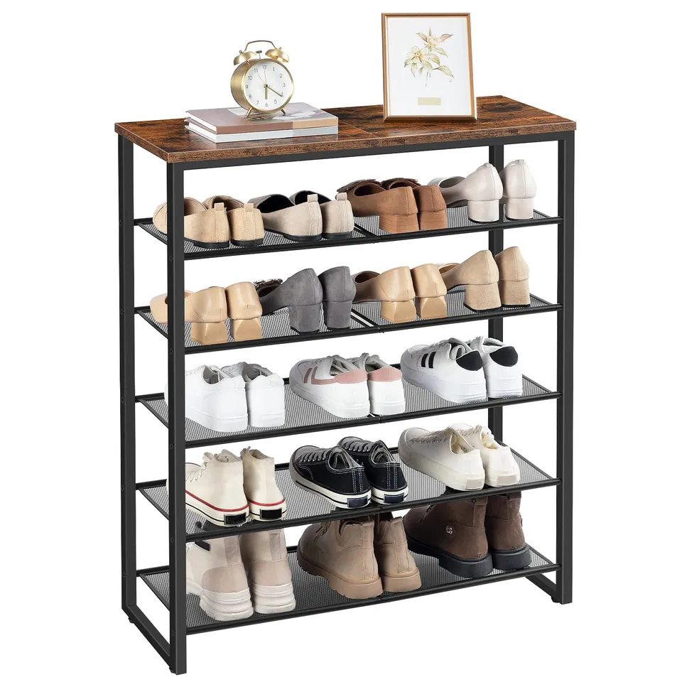 hoobro-shoe-racks-6-niveaux-meuble-chaussures-marron-18-24-paires image 1