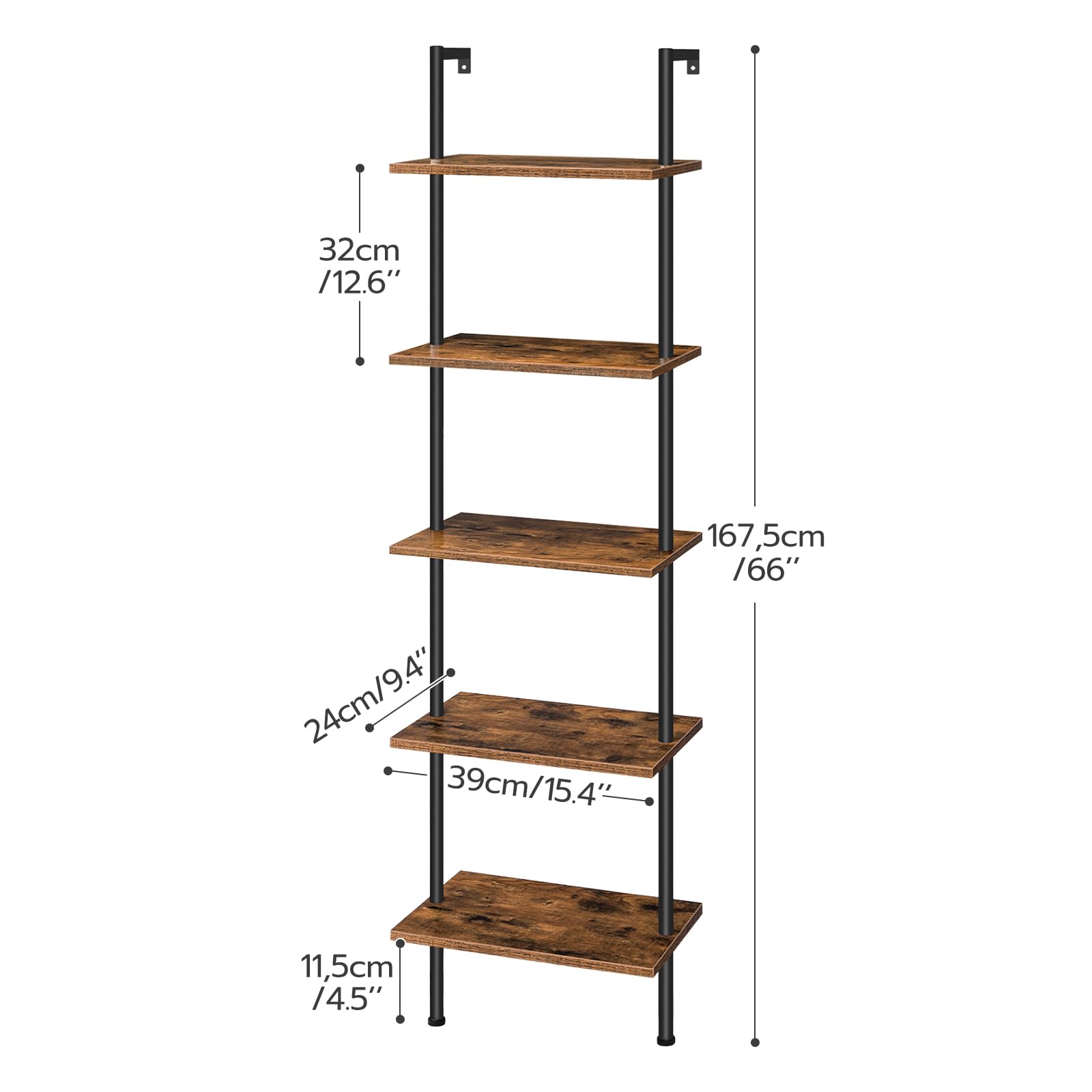 hoobro-ladder-shelves-tag-re-chelle-bois-marron-5-niveaux image 3