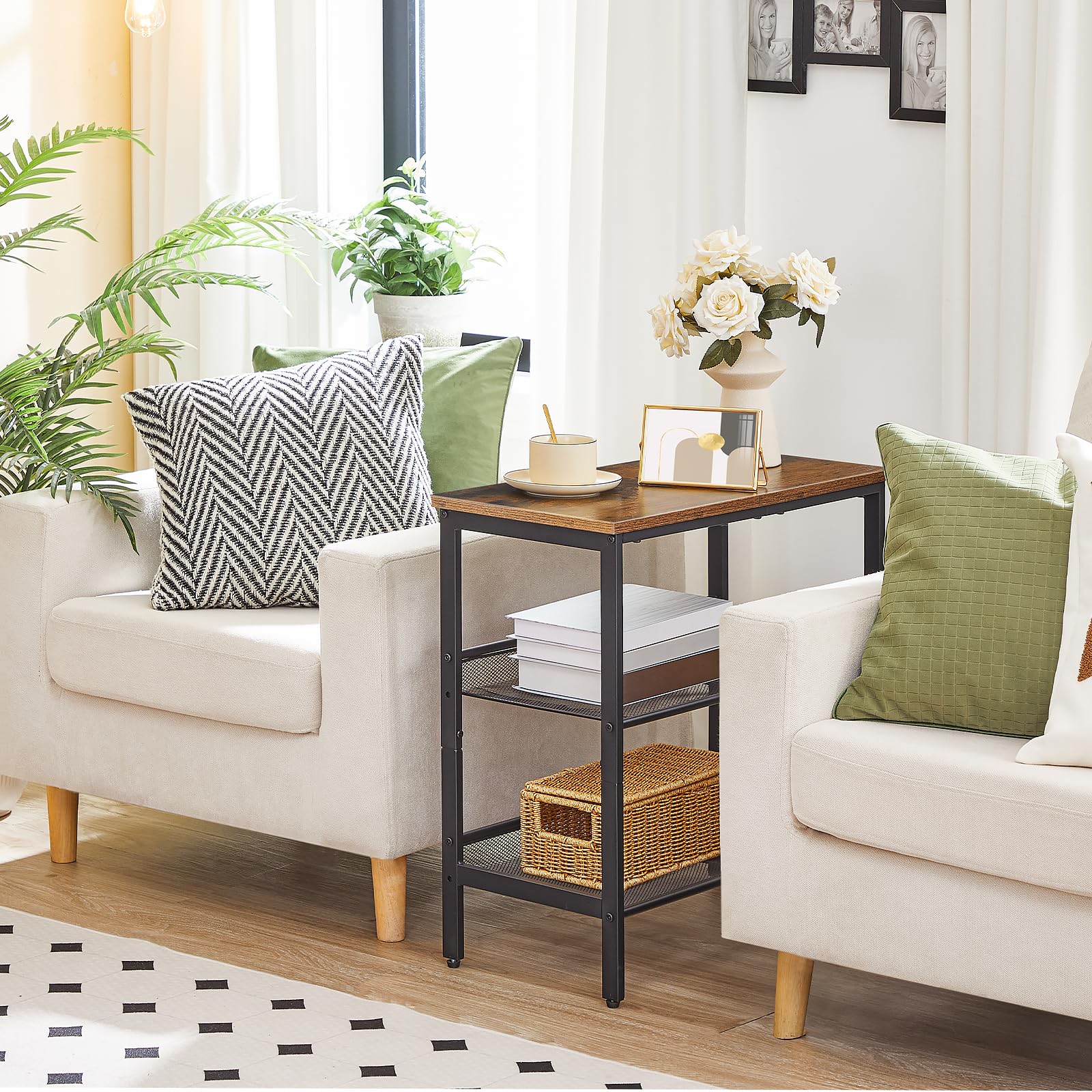 hoobro-bf23bz01g1-table-appoint-marron-3-niveaux image 2
