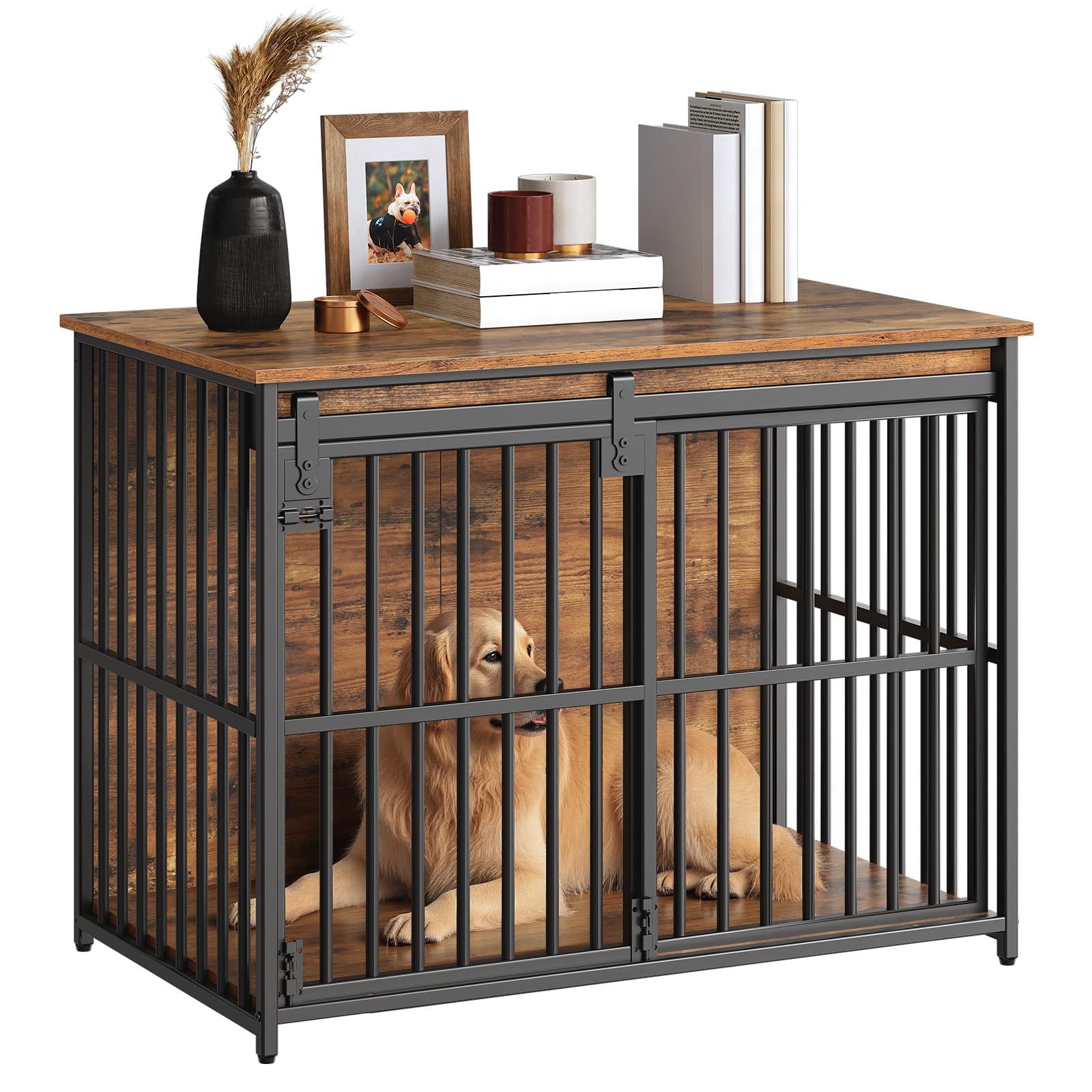 hoobro-pet-furniture-niche-chien-36-6-pouces-marron-cage image 1