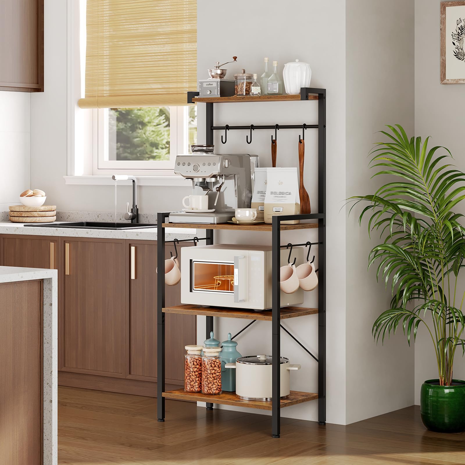 hoobro-kitchen-furniture-desserte-cuisine-4-niveaux-marron image 2