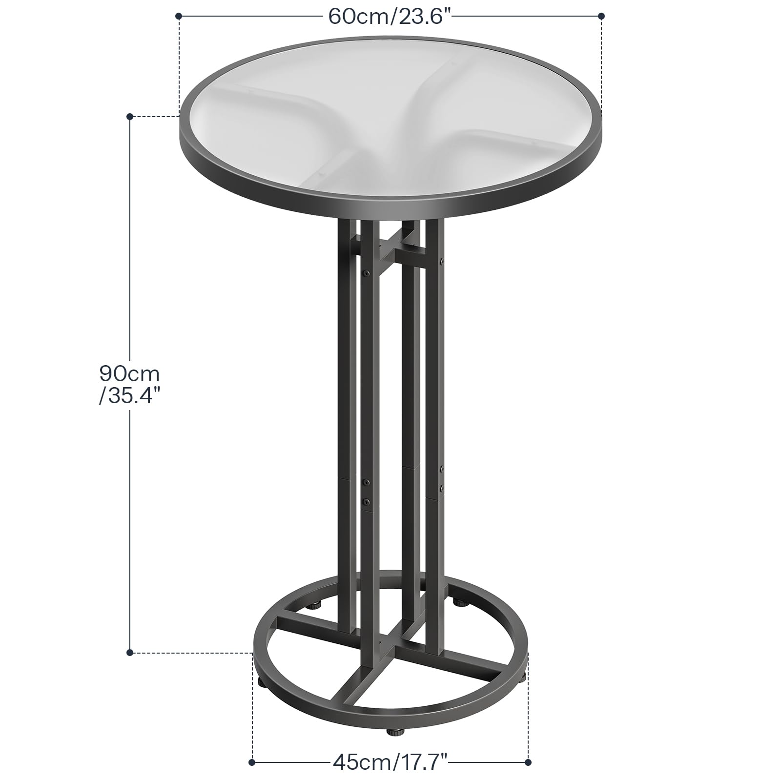hoobro-table-de-bar-ronde-verre-d-poli-noire-60-cm image 4