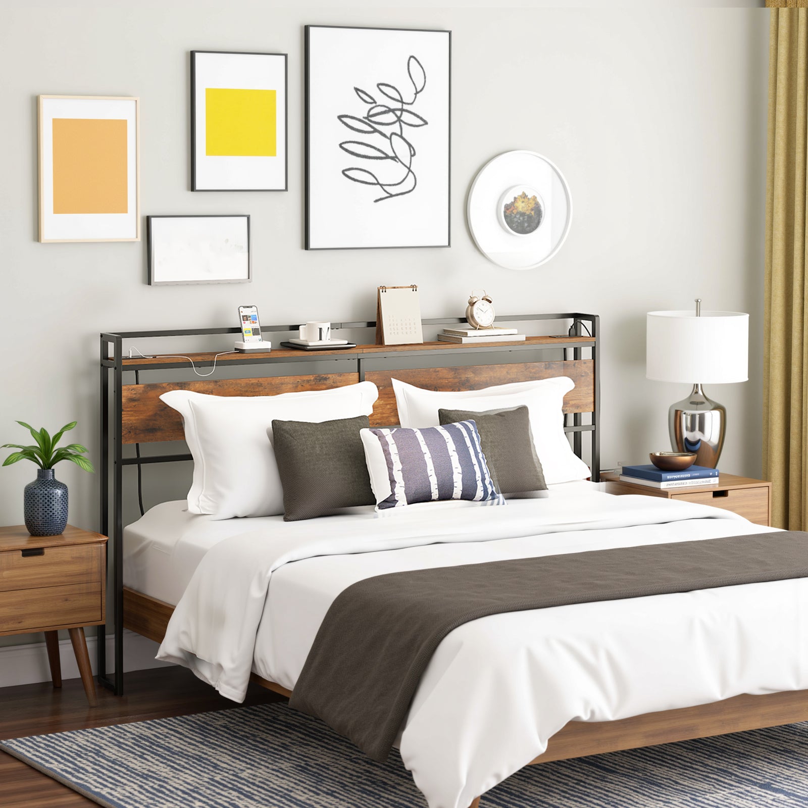 hoobro-headboards-t-te-de-lit-queen-marron-usb image 8