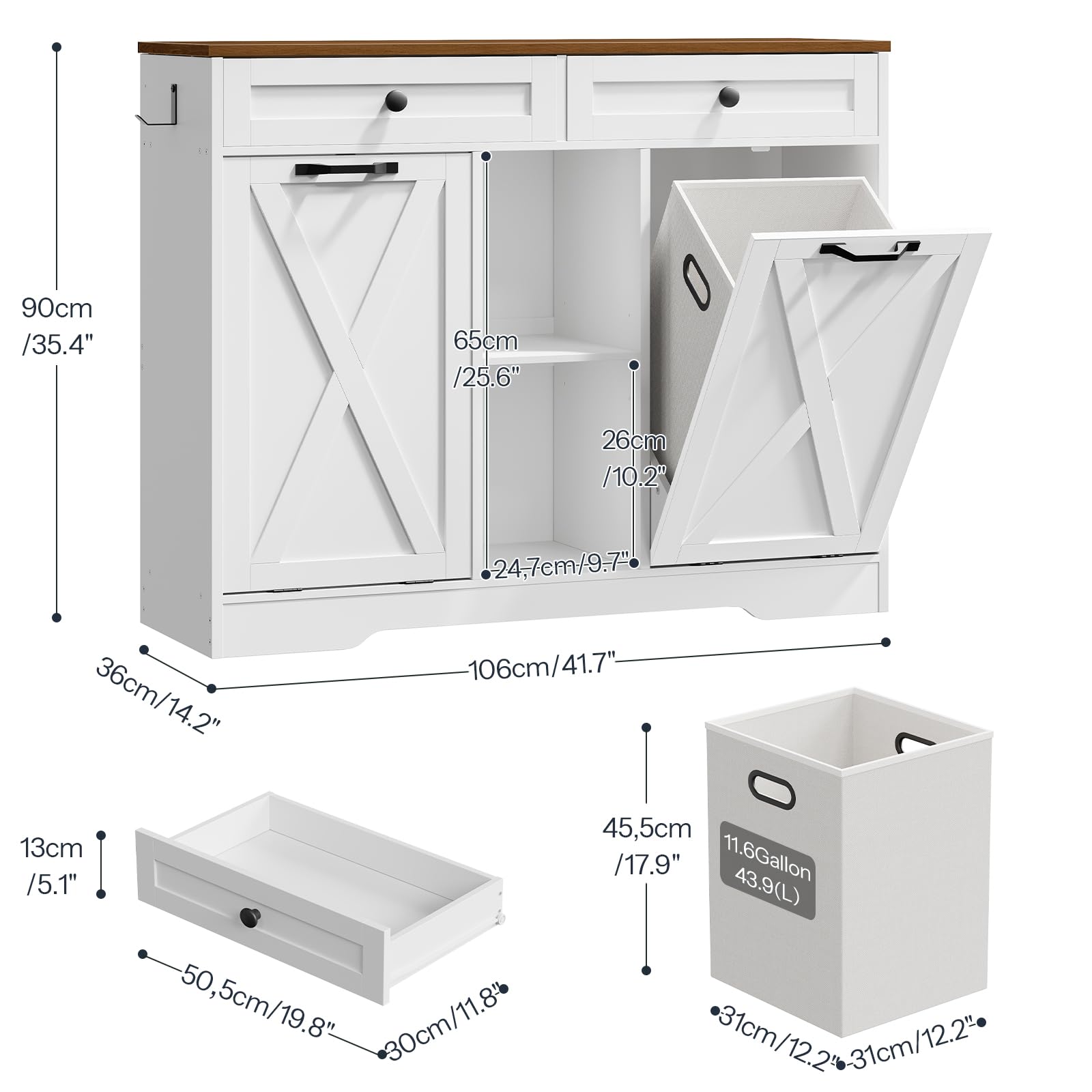 hoobro-meuble-panier-linge-double-blanc-87-l-avec-tag-re image 3