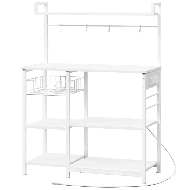 hoobro-desserte-cuisine-wt05hb01-blanche-4-prises-90-cm image 1