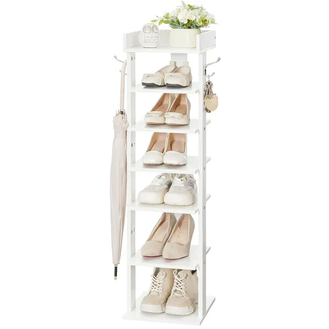 hoobro-shoe-racks-meuble-chaussures-blanc-7-niveaux-troit image 1