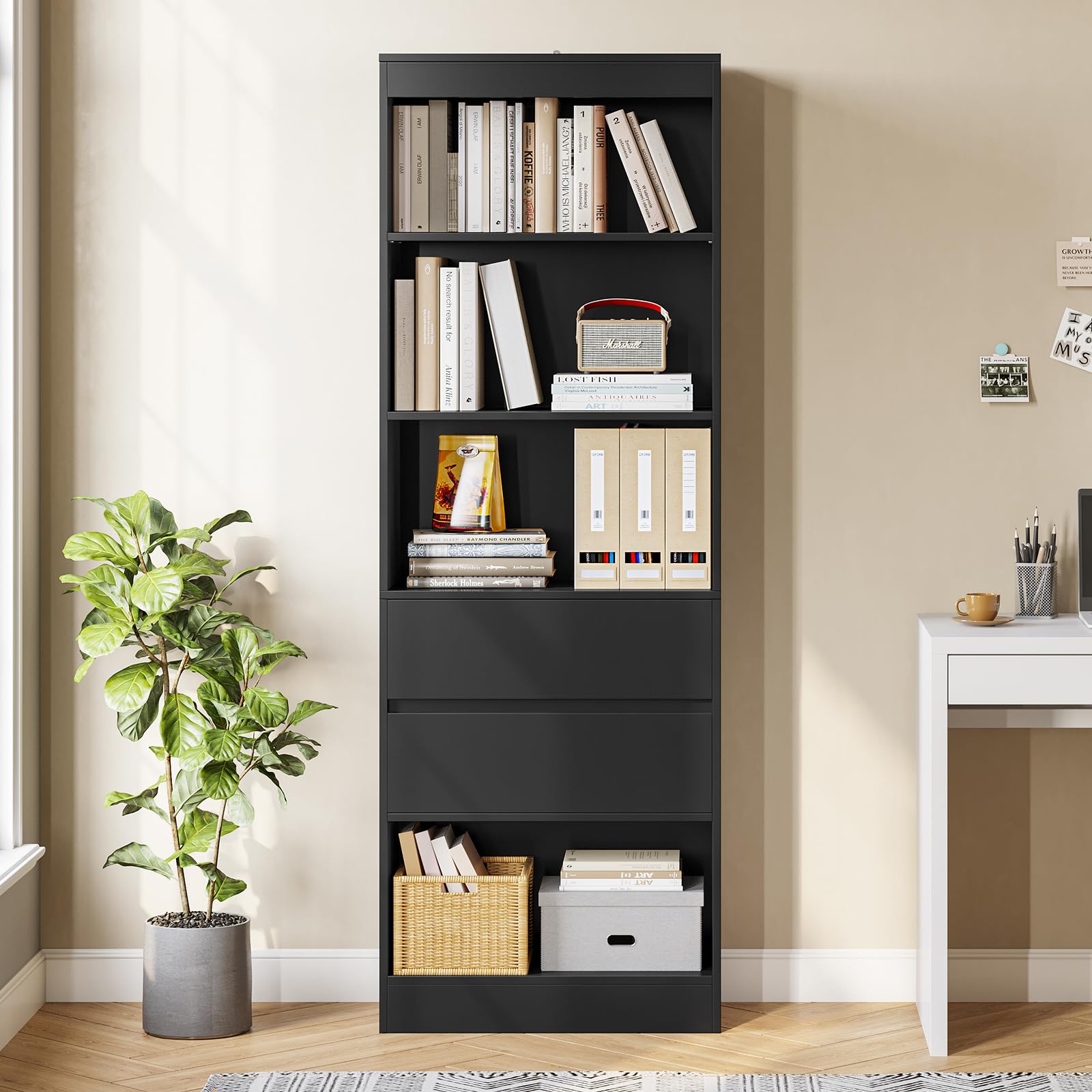 forabamb-commodes-salle-de-bain-armoire-haute-noire-180-cm-tiroirs image 6