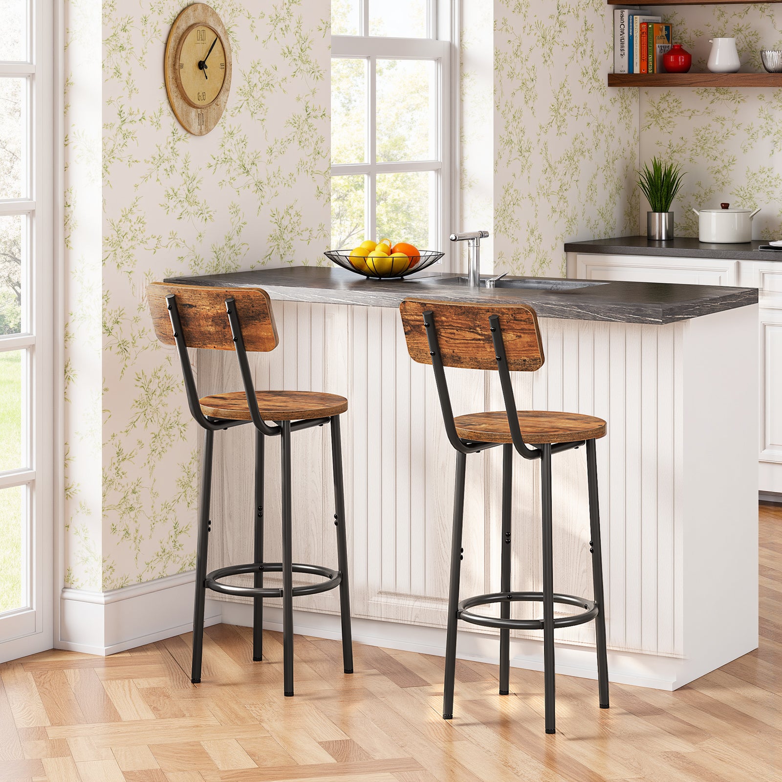 hoobro-tabouret-bar-rond-dossier-marron-lot-2-65-cm-bois-m-tal image 6
