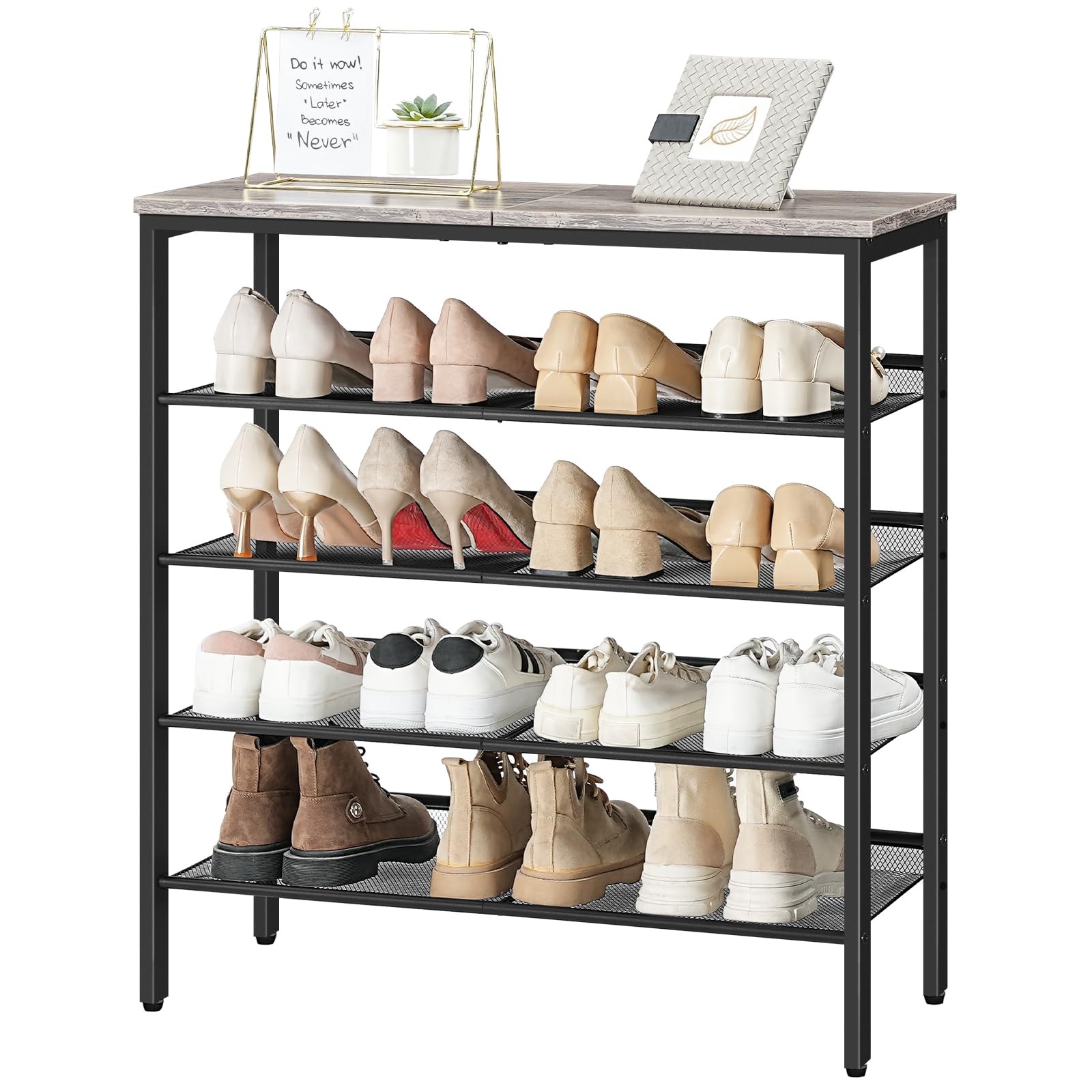 hoobro-shoe-racks-meuble-chaussures-5-niveaux-greige-r-glable image 4