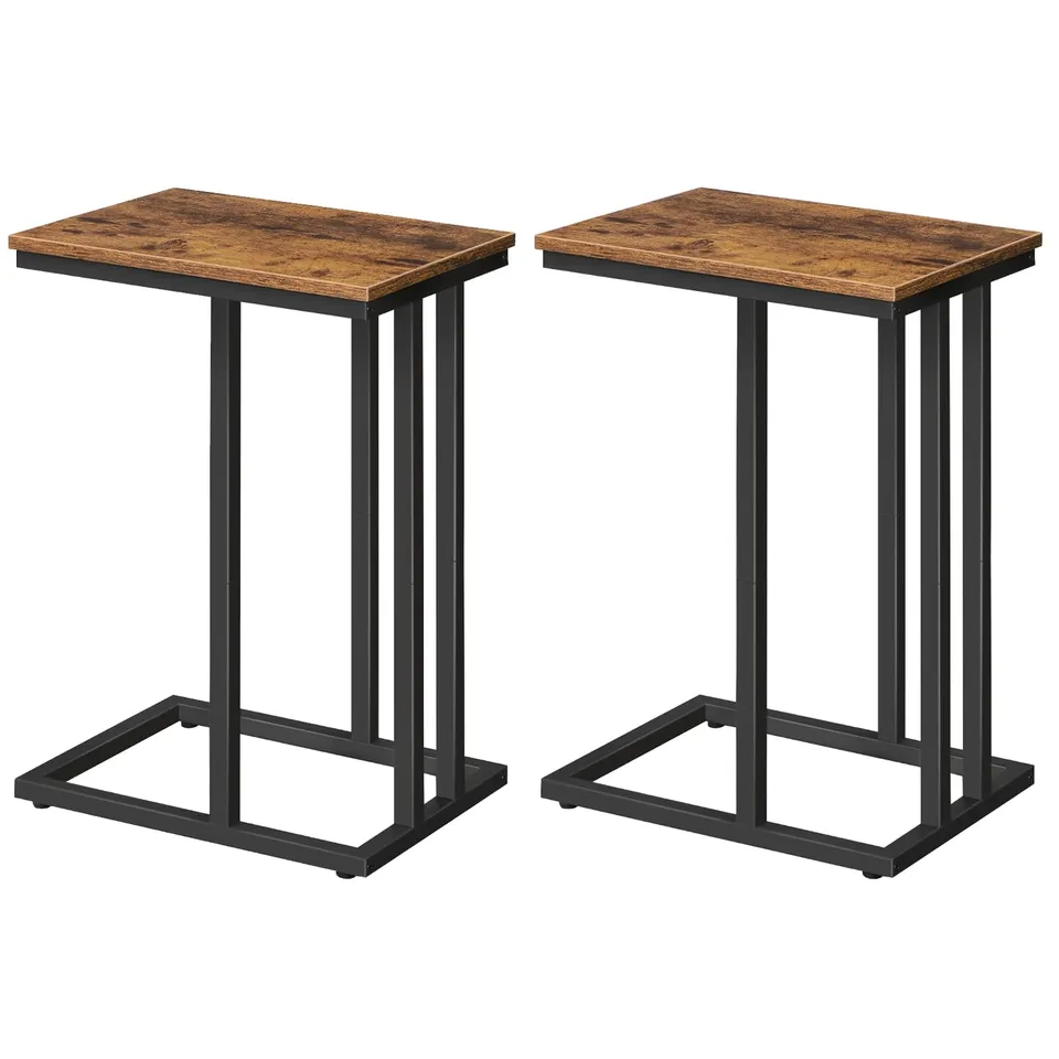 hoobro-side-tables-lot-2-tables-d-appoint-en-c-marron image 1