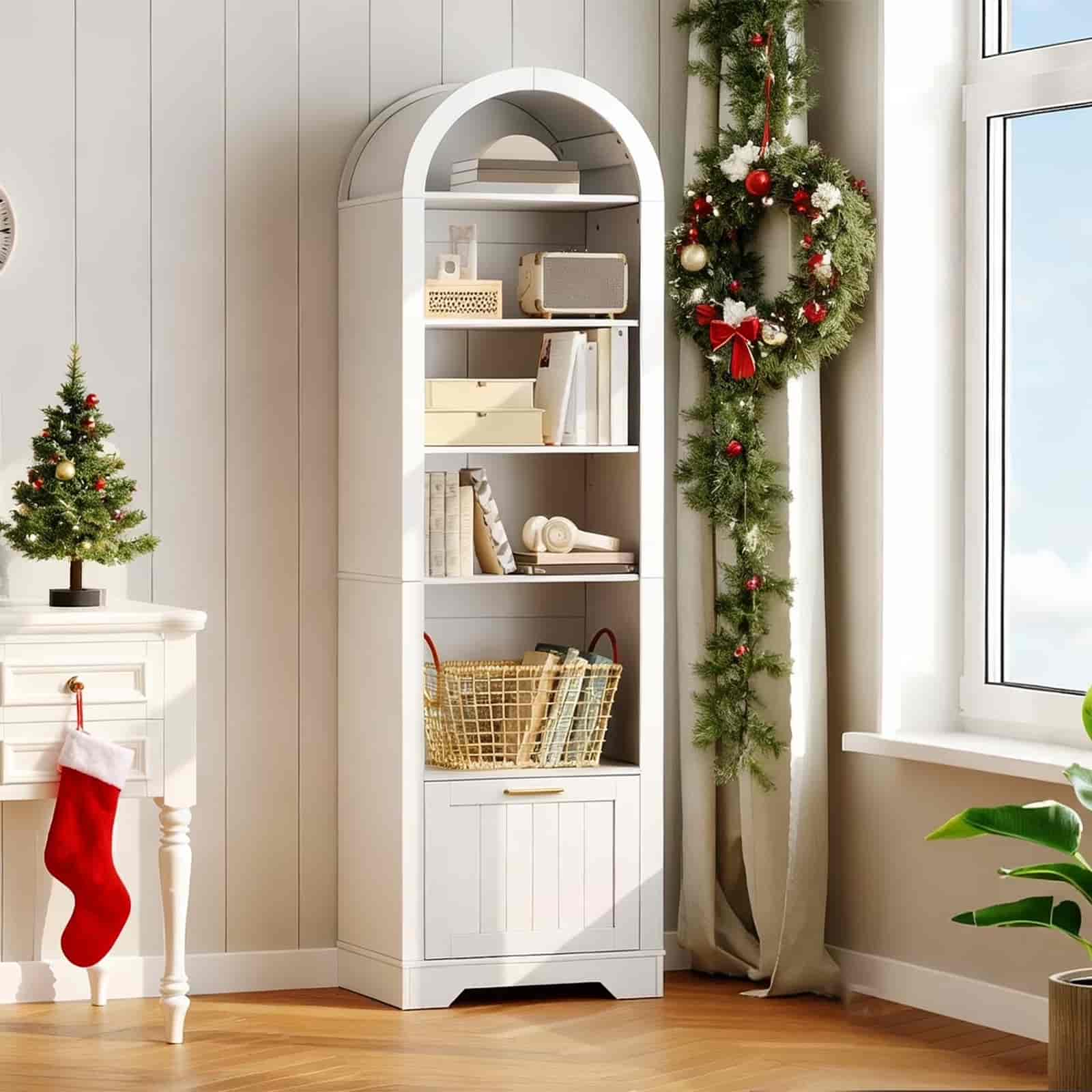 hoobro-biblioth-que-arche-blanche-180-cm-tiroir-dossier image 5