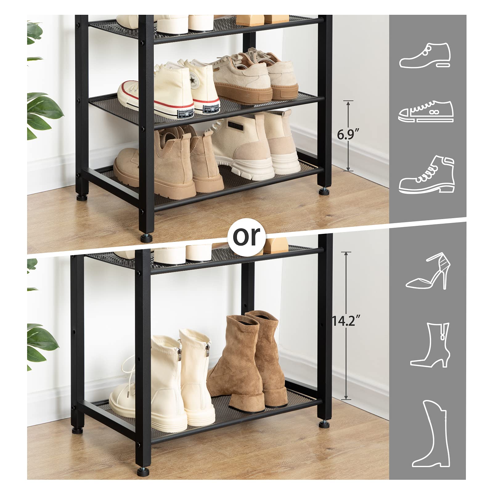 hoobro-shoe-racks-meuble-chaussures-8-niveaux-marron-14-21-paires image 8