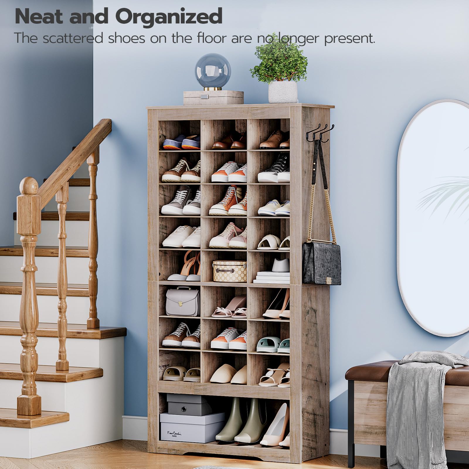 hoobro-shoe-racks-meuble-chaussures-greige-9-niveaux-24-cases image 6