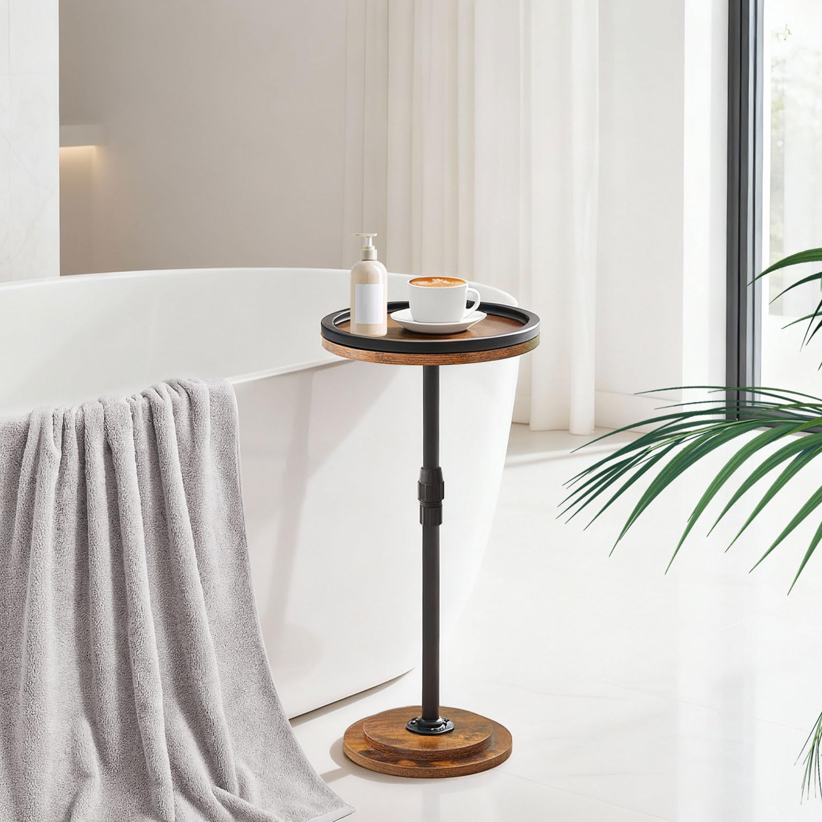 hoobro-side-tables-table-d-appoint-ronde-marron-hauteur-r-glable image 5