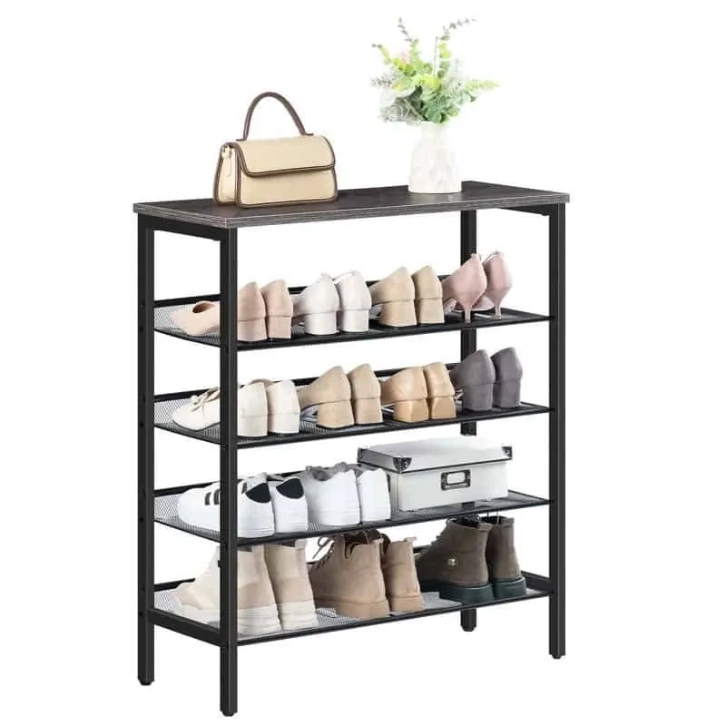 hoobro-shoe-racks-5-niveaux-meuble-chaussures-marron-16-paires image 1
