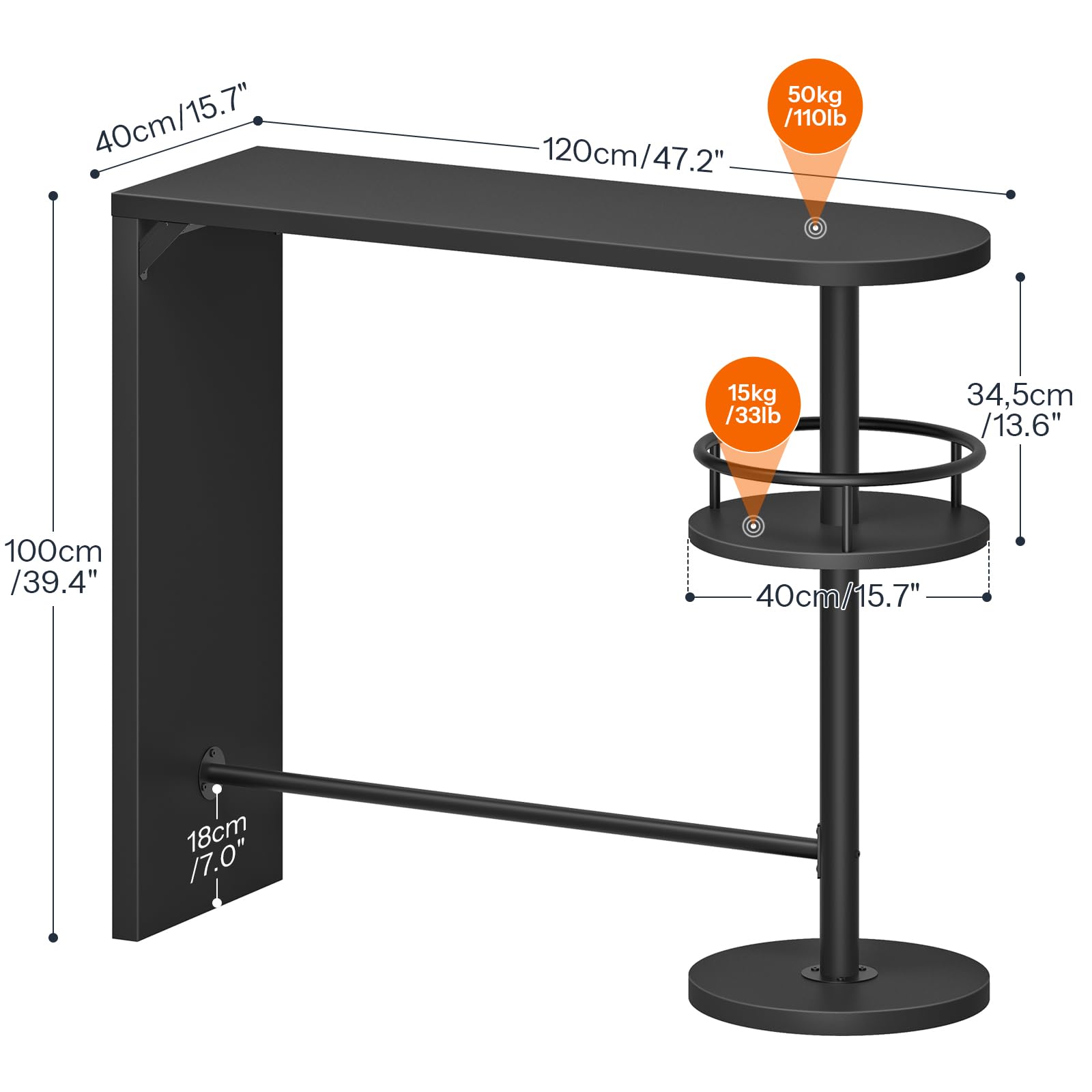 hoobro-beverage-counters-table-de-bar-noire-2-niveaux-prise image 4