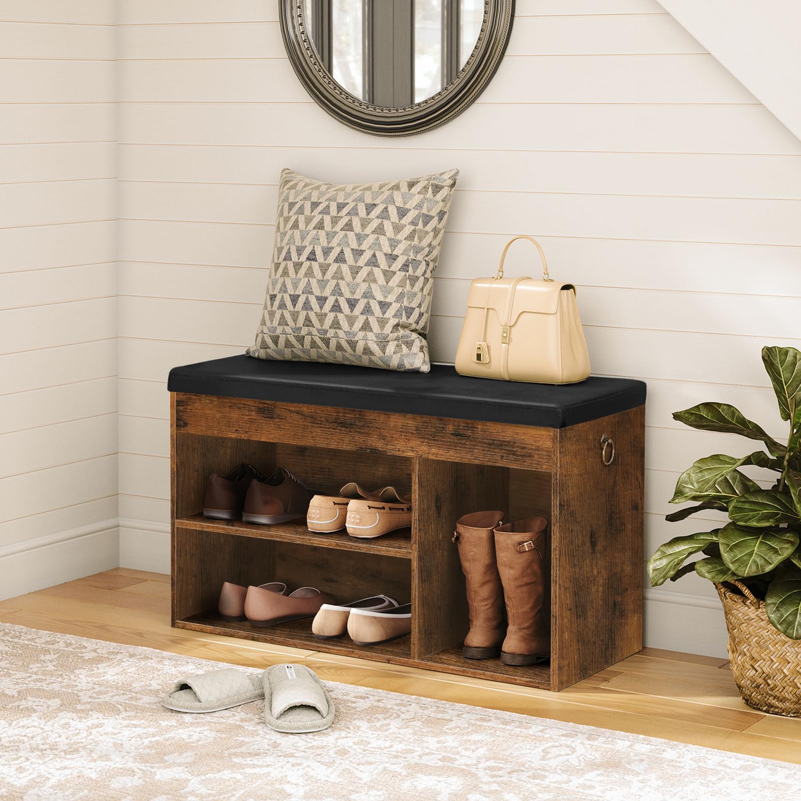hoobro-shoe-racks-banc-chaussures-marron-rembourr image 2