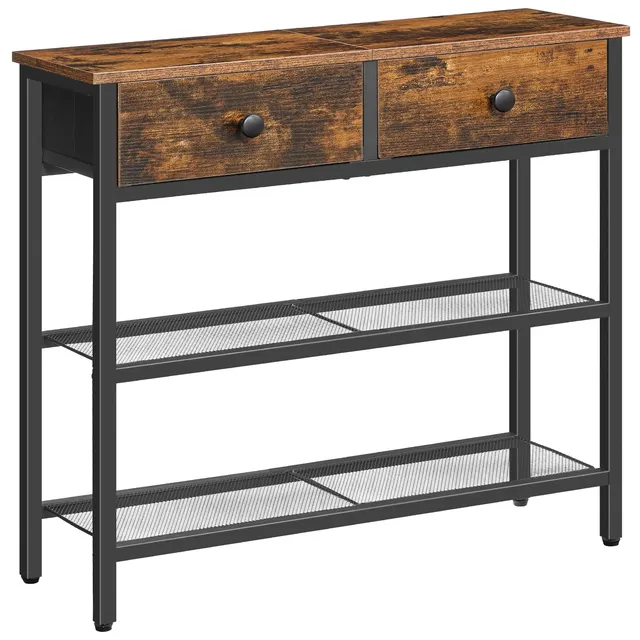 hoobro-console-table-tiroirs-table-console-marron-troite image 1