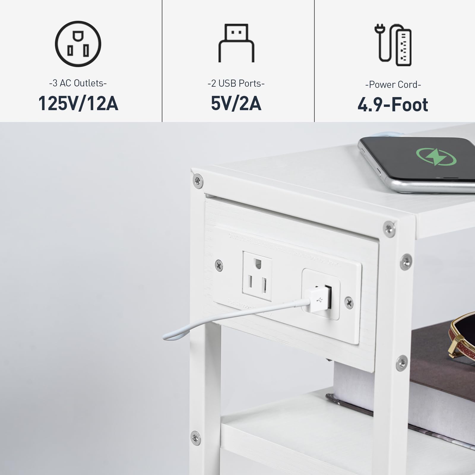 hoobro-wt102ubz01-table-d-appoint-blanche-avec-prise-usb image 6