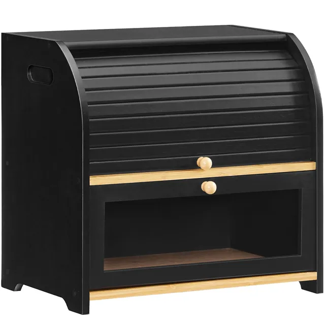 hoobro-kitchen-bo-te-pain-noire-bambou-2-tages-volet image 1