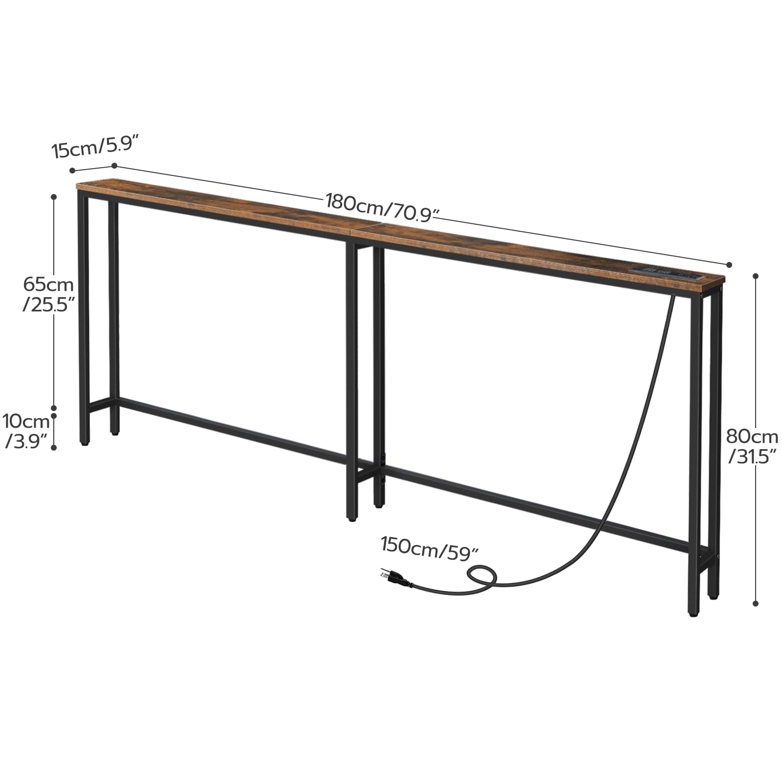 hoobro-console-table-table-console-marron-180-cm-avec-prises image 3