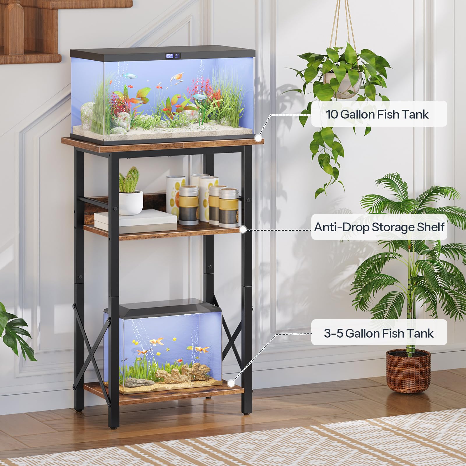 hoobro-fish-tank-stands-support-aquarium-10-gallons-marron image 6