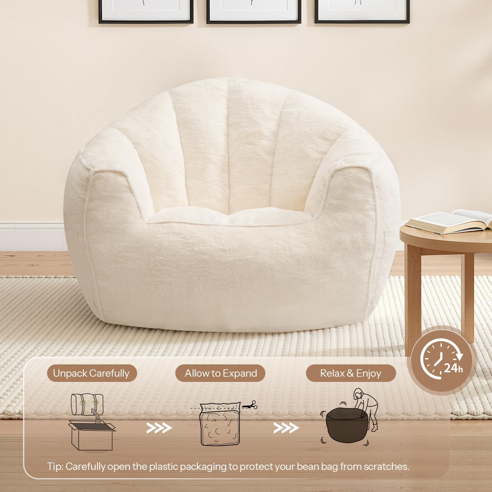 hoobro-pouf-g-ant-adulte-blanc-fausse-fourrure-lapin image 5