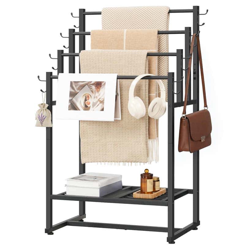 hoobro-bathroom-furniture-porte-serviettes-4-niveaux-noir image 1