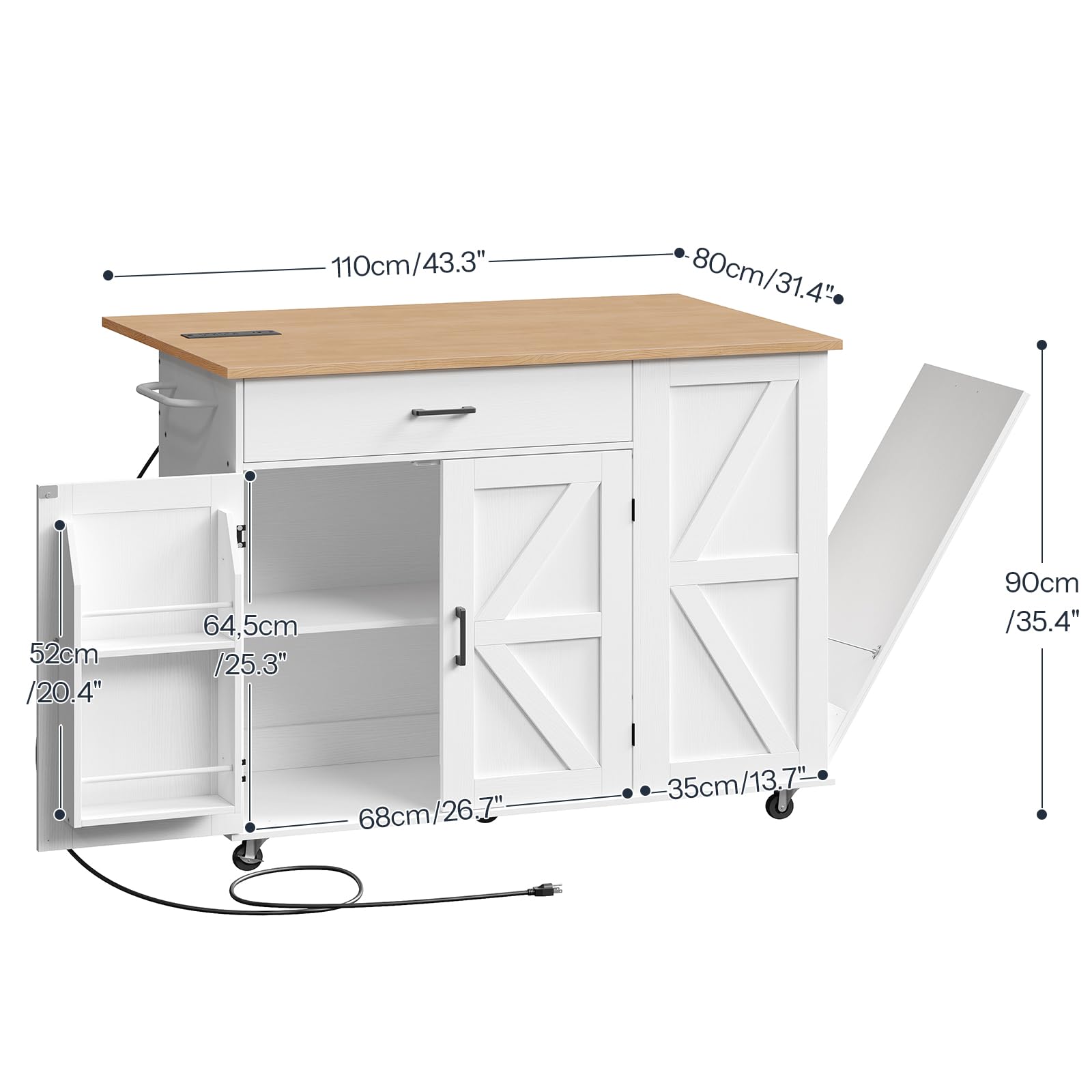 hoobro-kitchen-furniture-lot-cuisine-blanc-roulettes-2 image 3