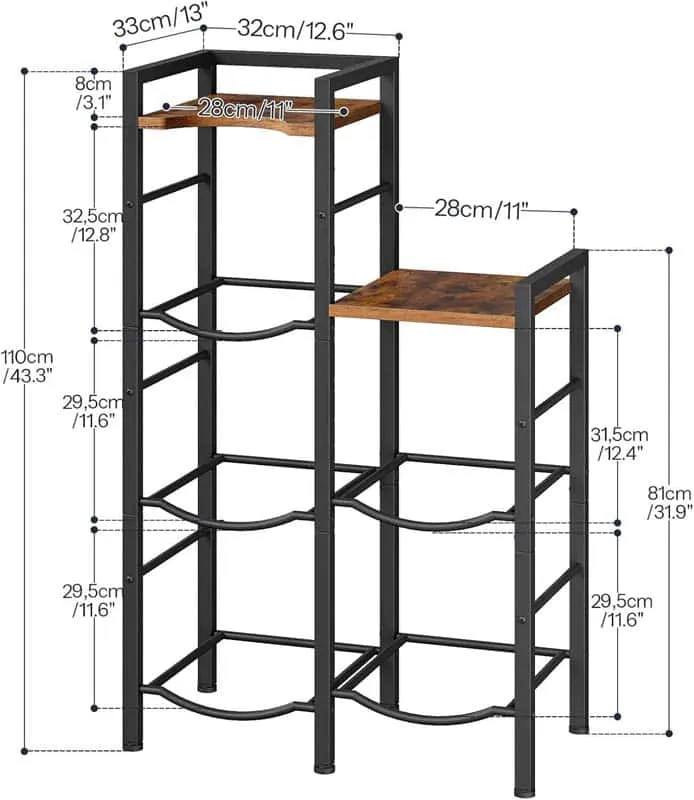 hoobro-storage-racks-porte-bouteilles-5-gallons-marron-acier-bois image 1