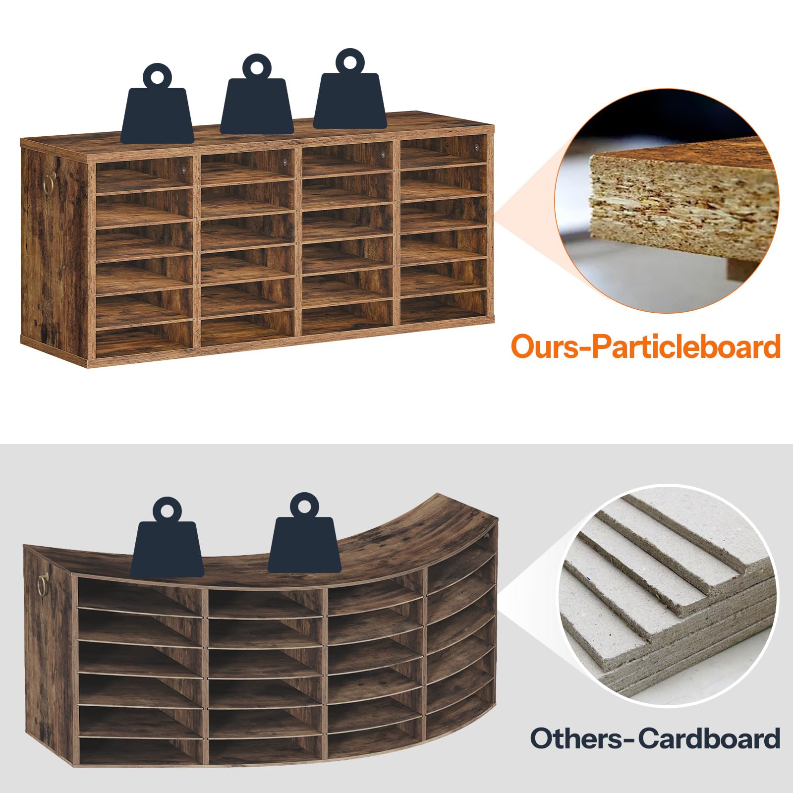 hoobro-home-office-trieur-courrier-24-cases-marron-bois image 8