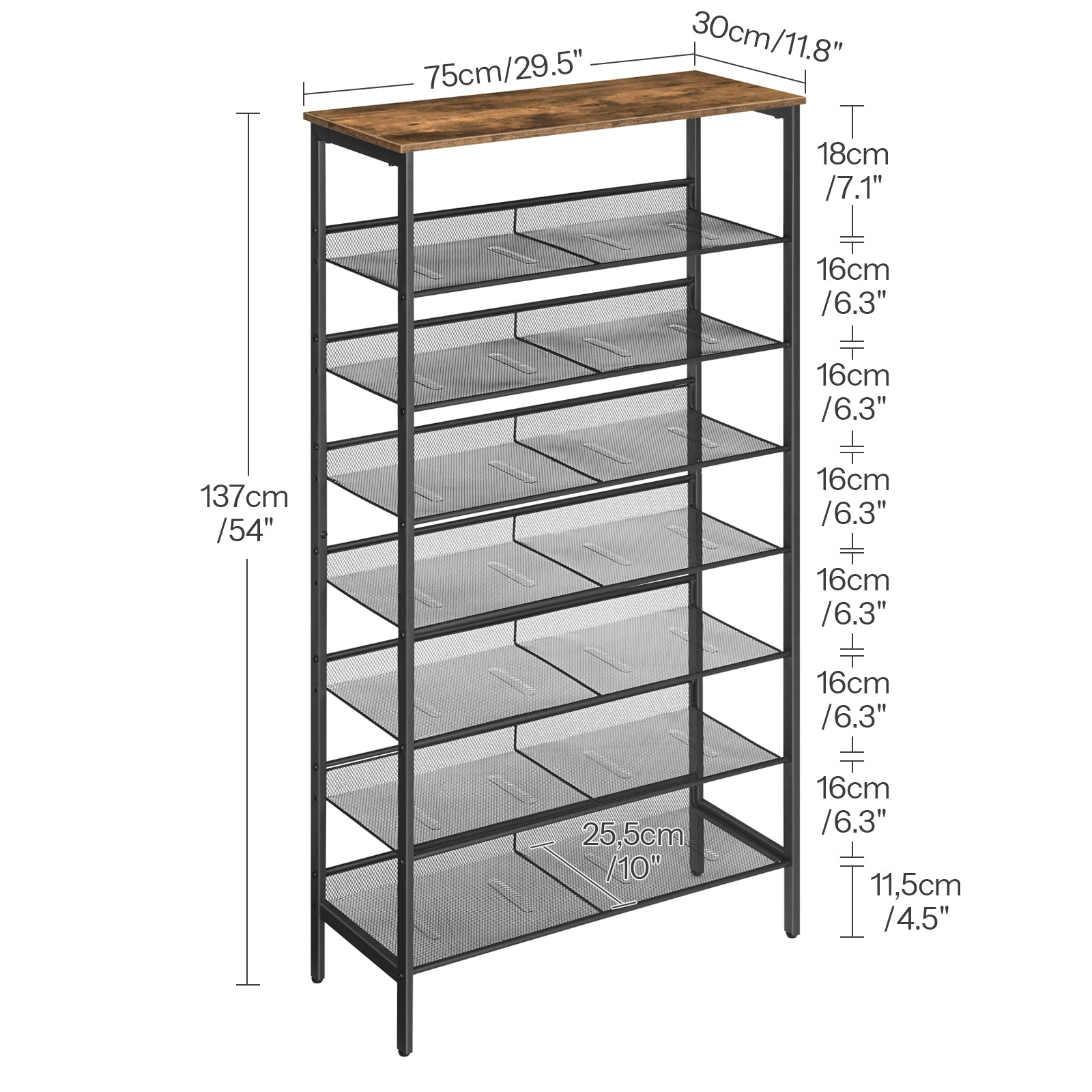hoobro-shoe-racks-meuble-chaussures-8-niveaux-marron-29-5 image 3
