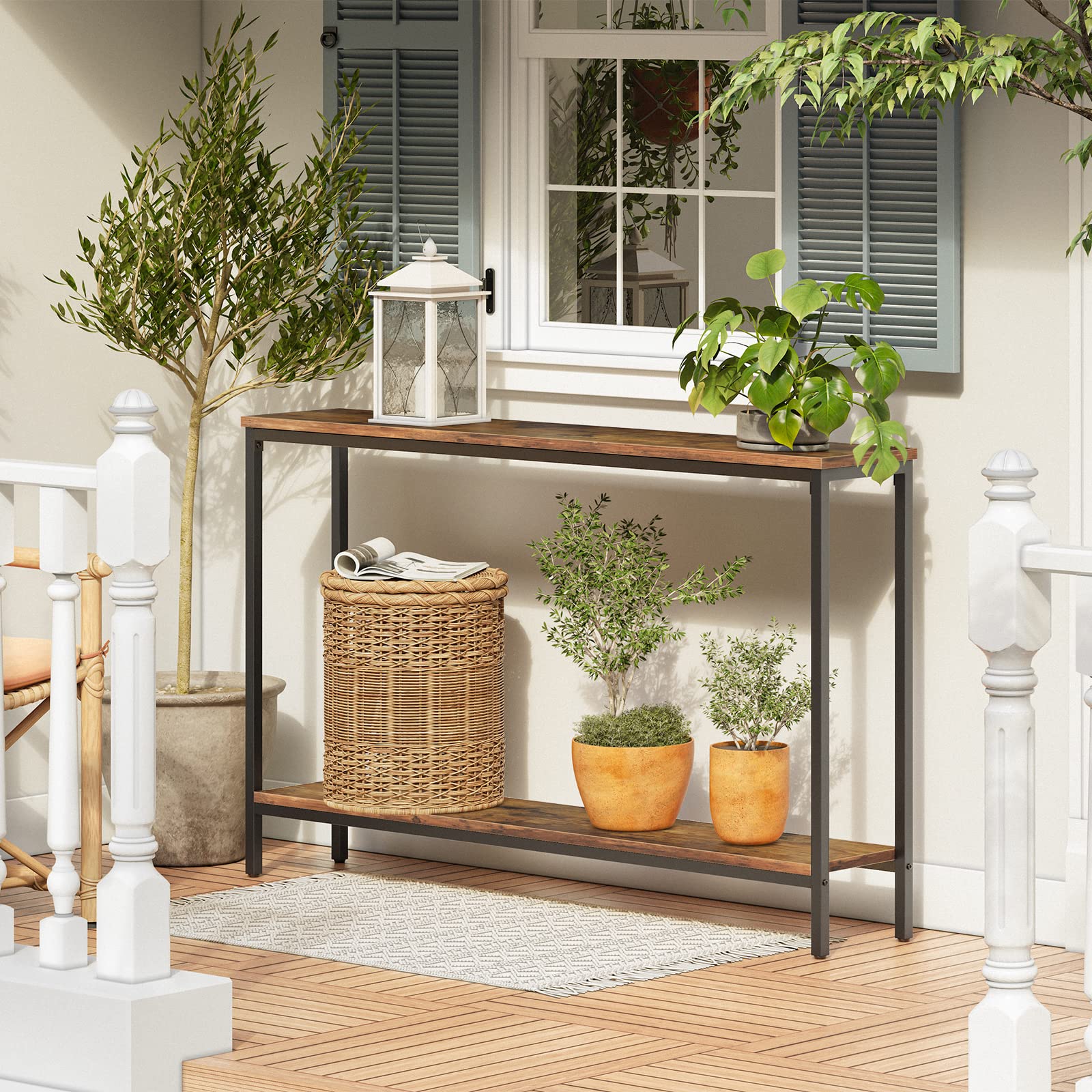 hoobro-console-table-console-troite-120-cm-marron-tag-res image 5