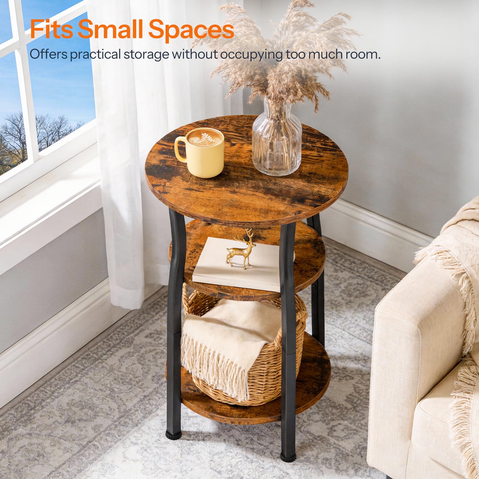 hoobro-bf258bz01-table-appoint-ovale-3-niveaux-marron image 4