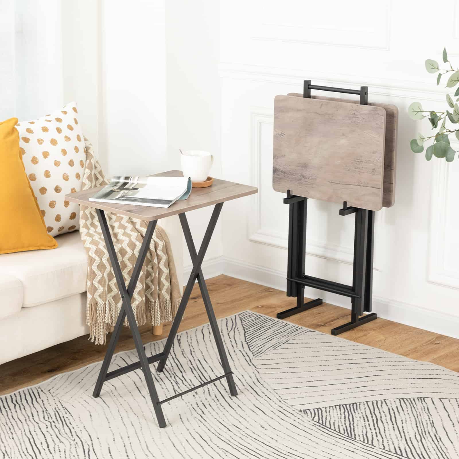 hoobro-tv-tray-tables-table-d-appoint-pliante-greige image 6