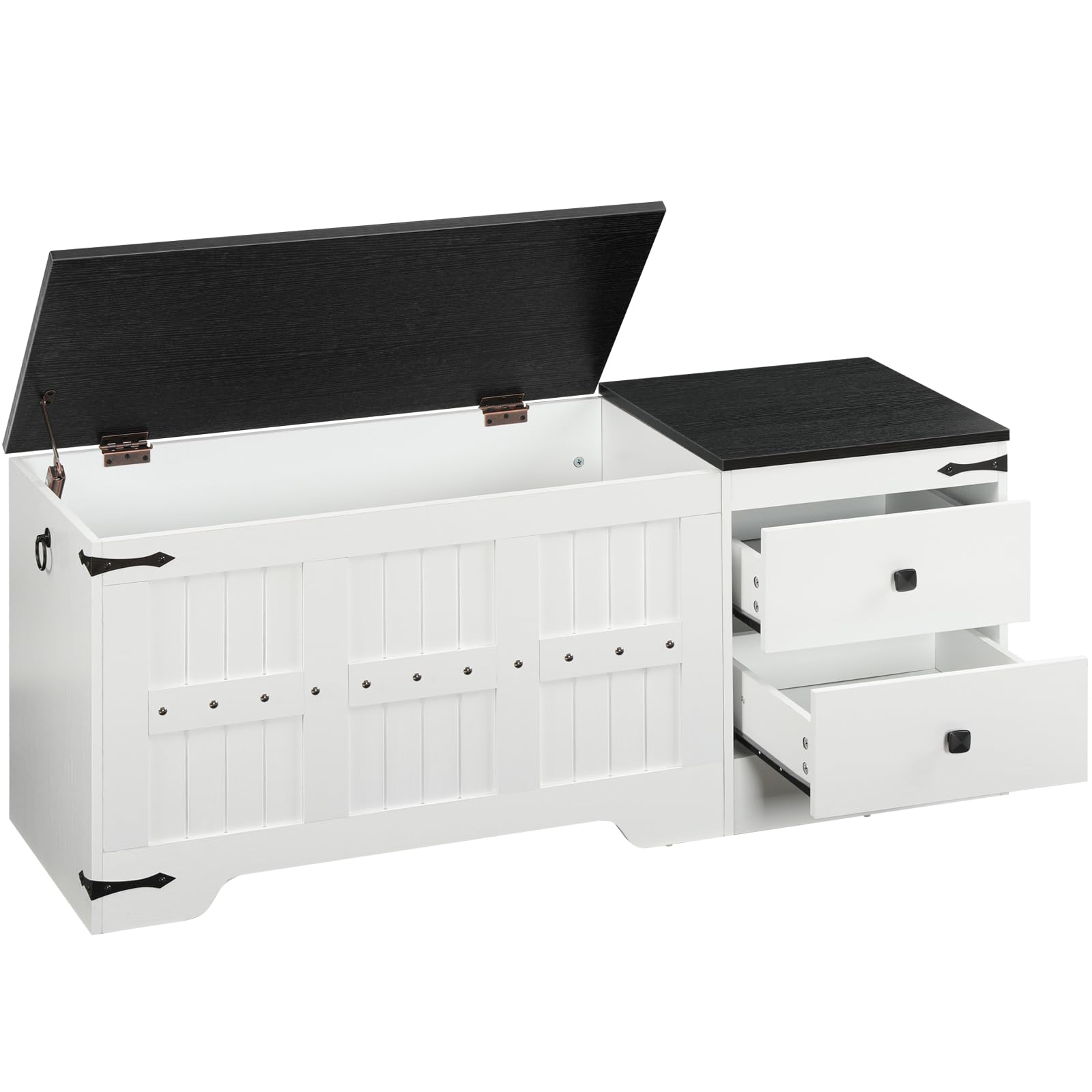hoobro-banc-coffre-blanc-rangement-jouets-2-tiroirs image 1