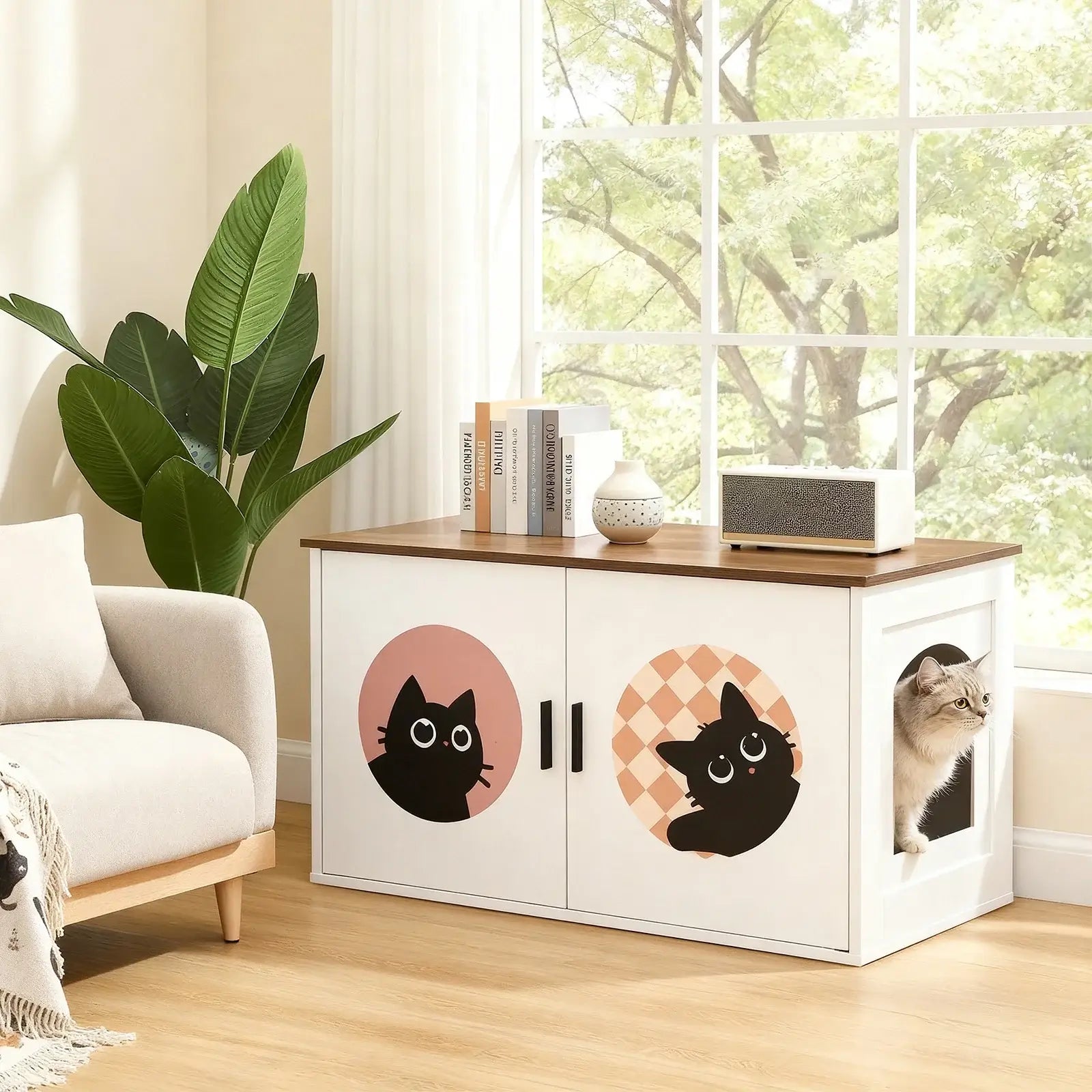 hoobro-meuble-liti-re-chat-blanc-80-cm-entr-e-arche image 2