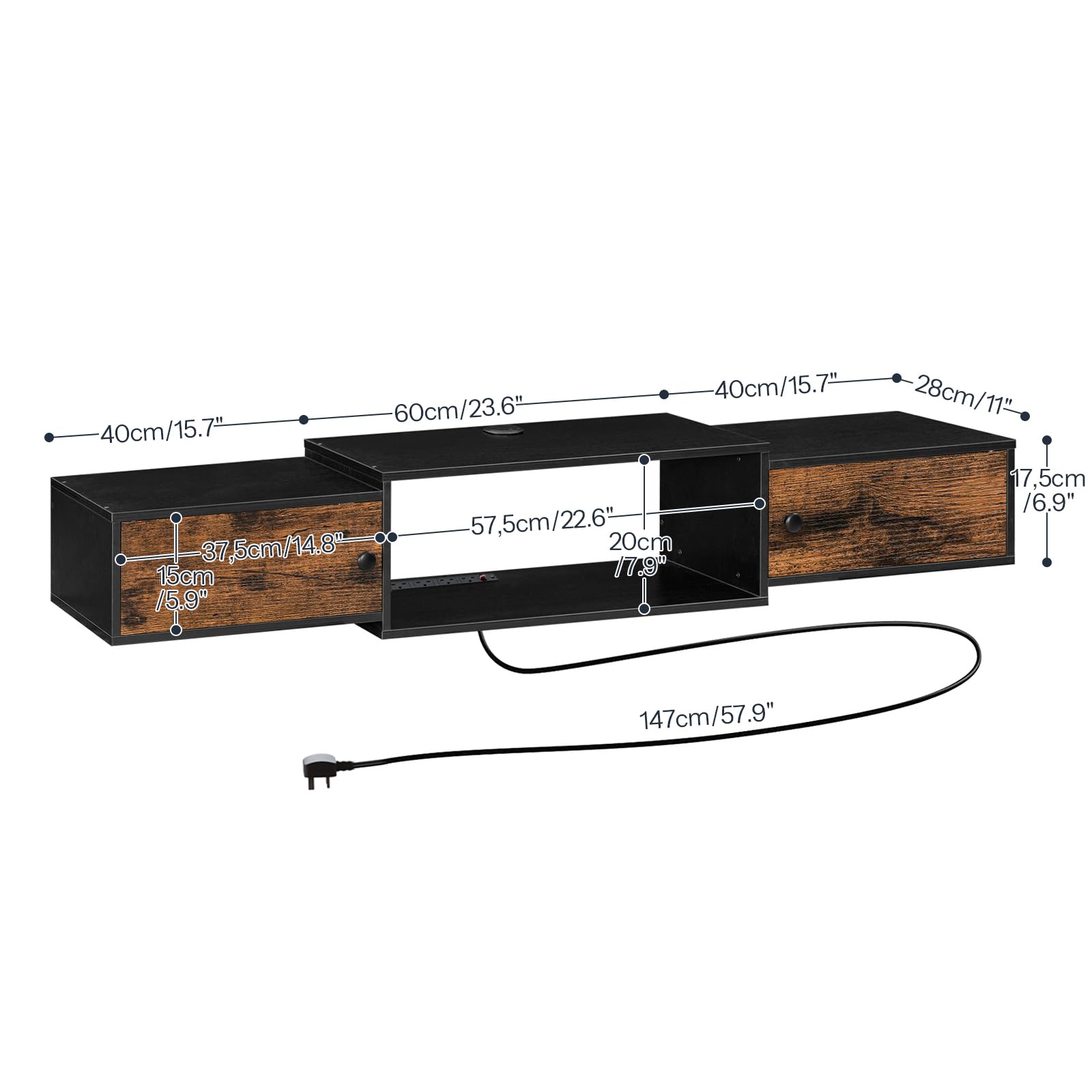 hoobro-bf11ds01-meuble-tv-mural-55-pouces-marron image 4