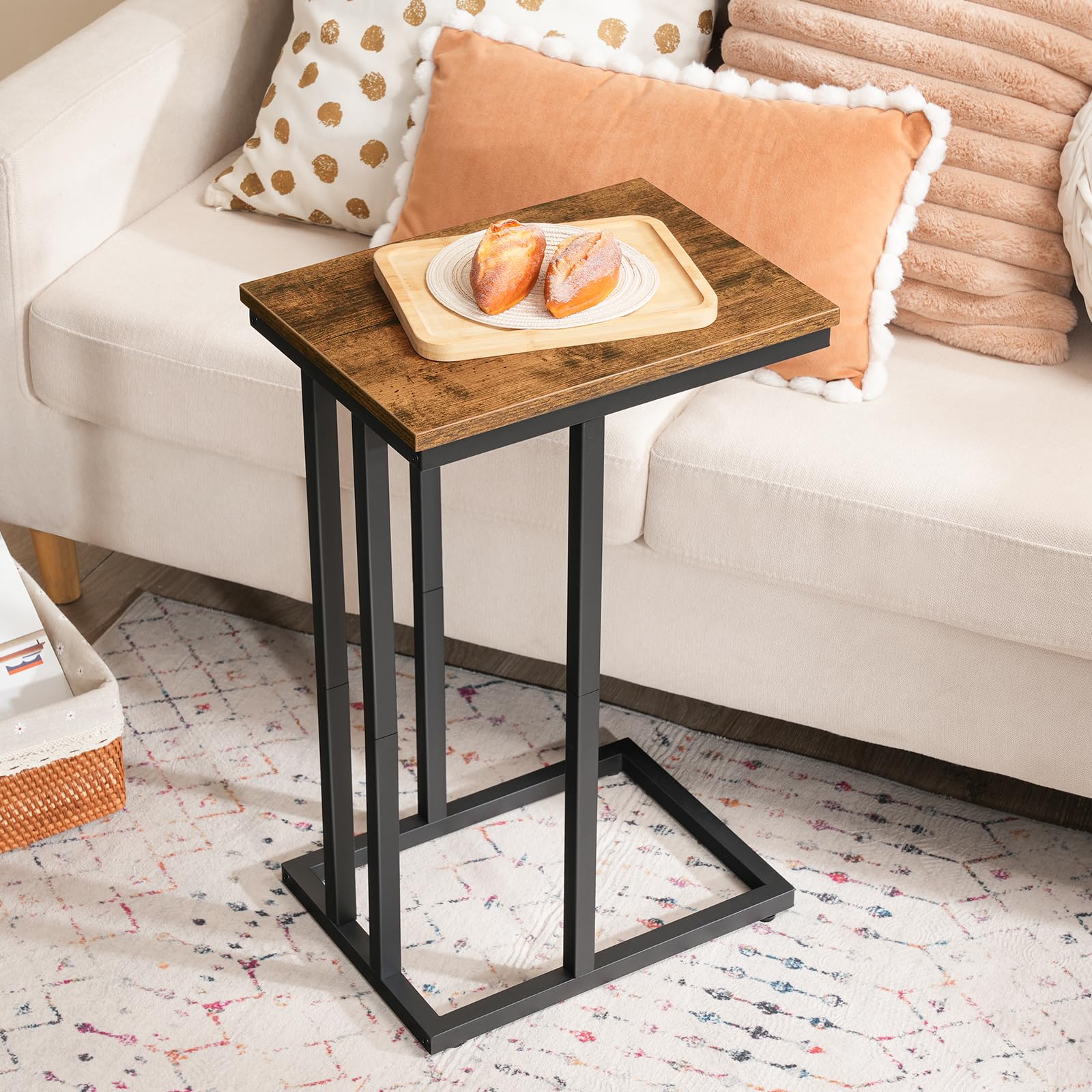 hoobro-side-tables-lot-2-tables-d-appoint-en-c-marron image 7
