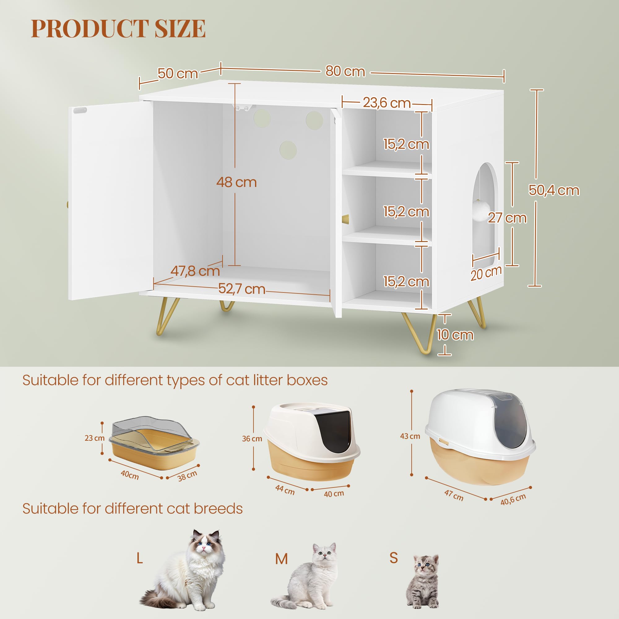hexcelen-biblioth-ques-meuble-liti-re-chat-blanc-dor-80-cm image 3