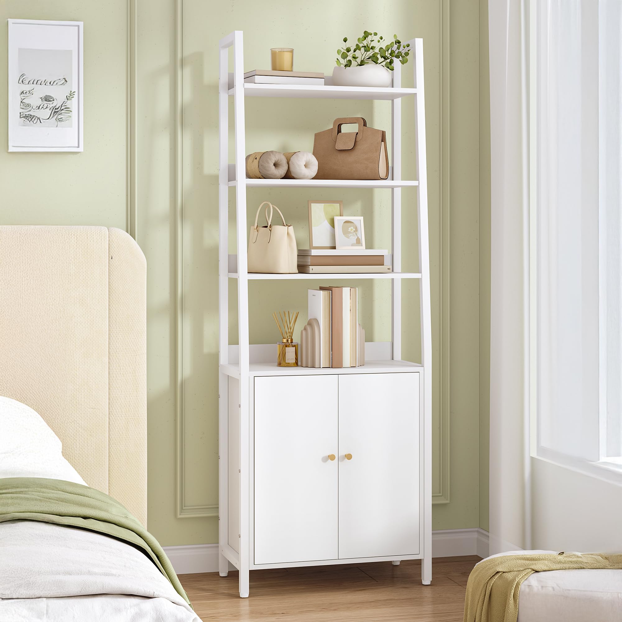 hexcelen-biblioth-que-6-niveaux-portes-tag-re-blanc-170-cm image 5