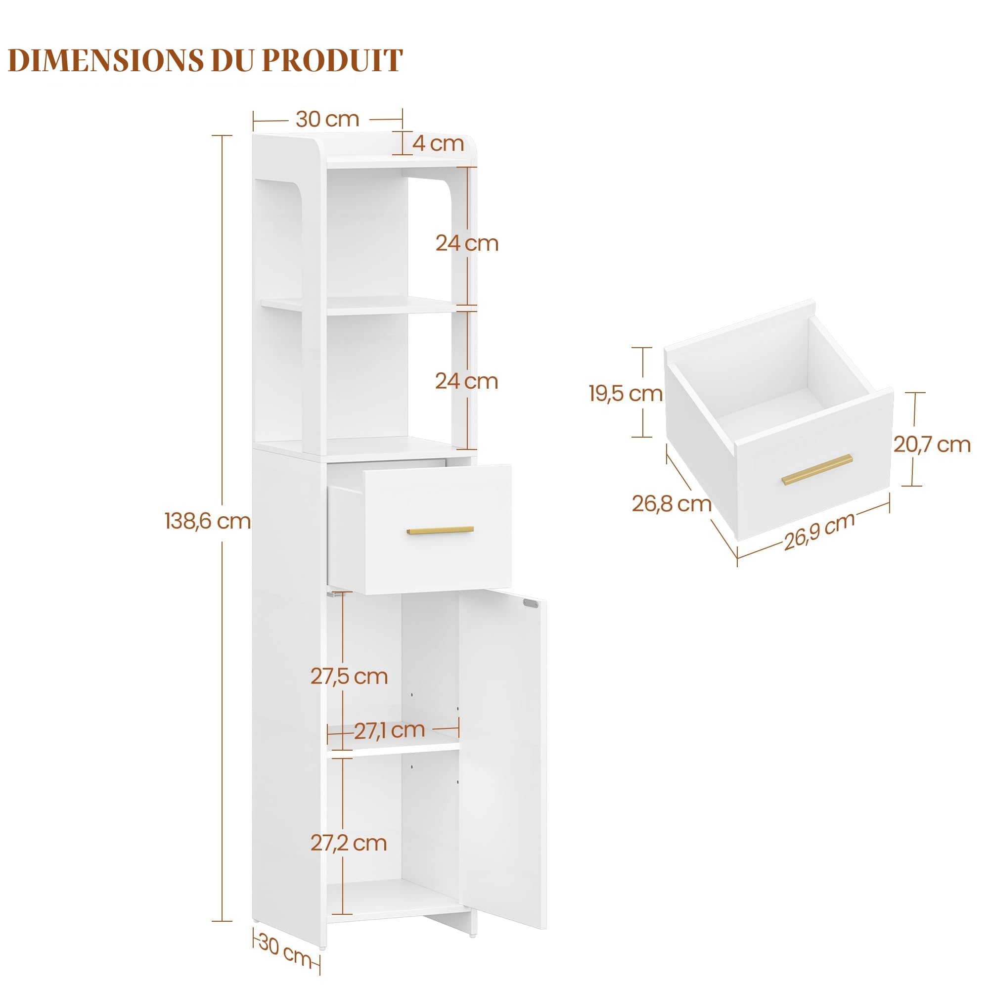 hexcelen-meuble-colonne-salle-de-bain-138-6-cm-avec-tiroir image 2
