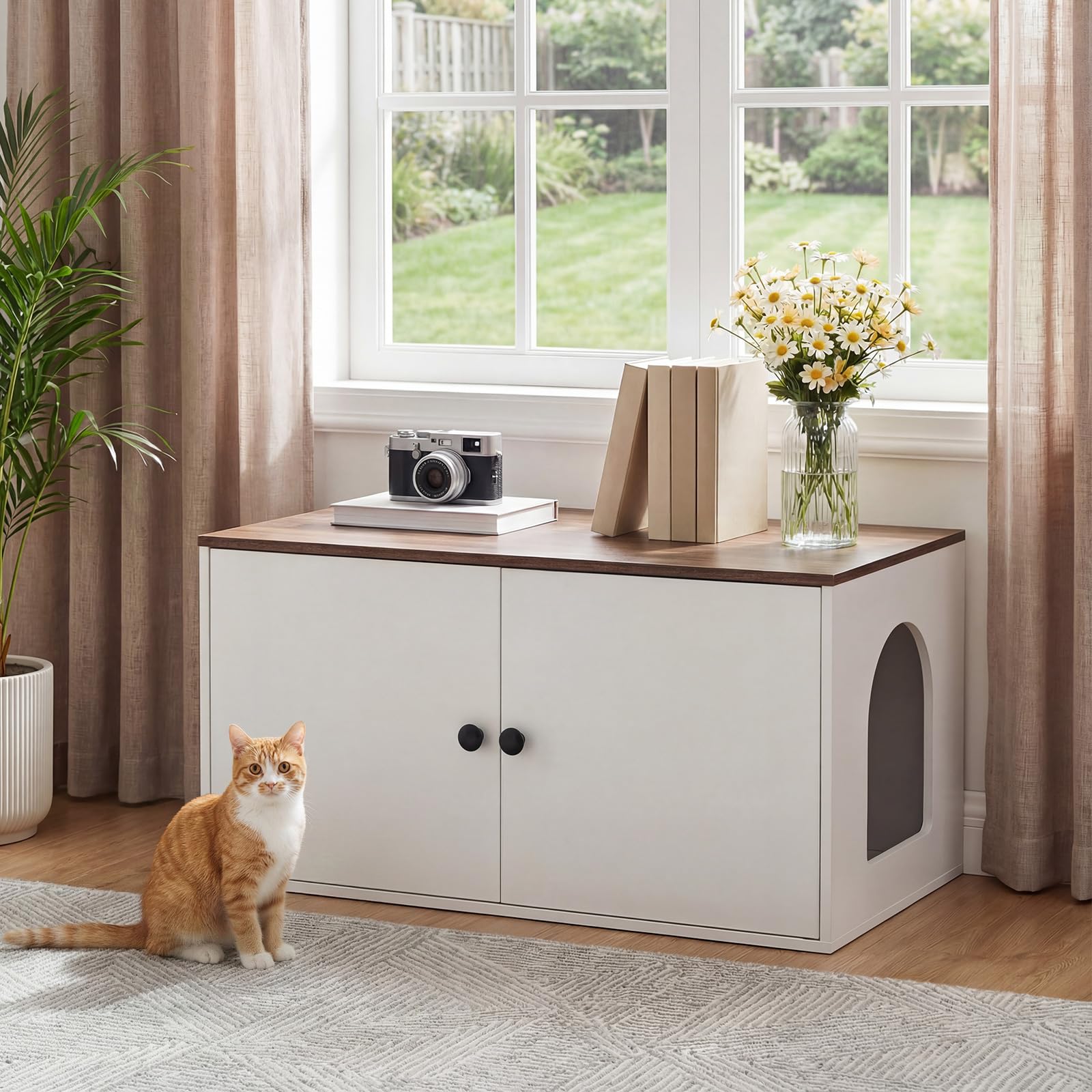 hoobro-pet-furniture-meuble-liti-re-chat-blanc-entr-e-lat-rale image 2