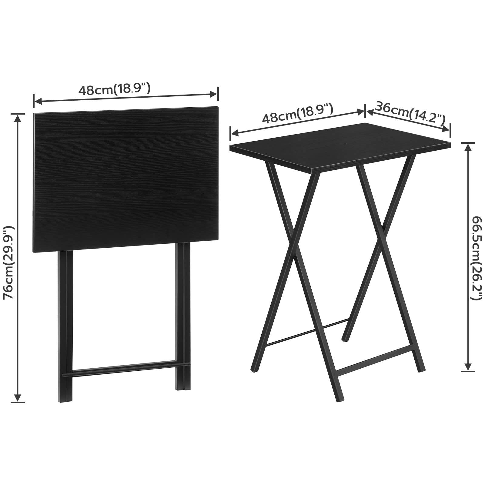 hoobro-table-pliante-plateau-canap-noir-lot-2-snack image 3