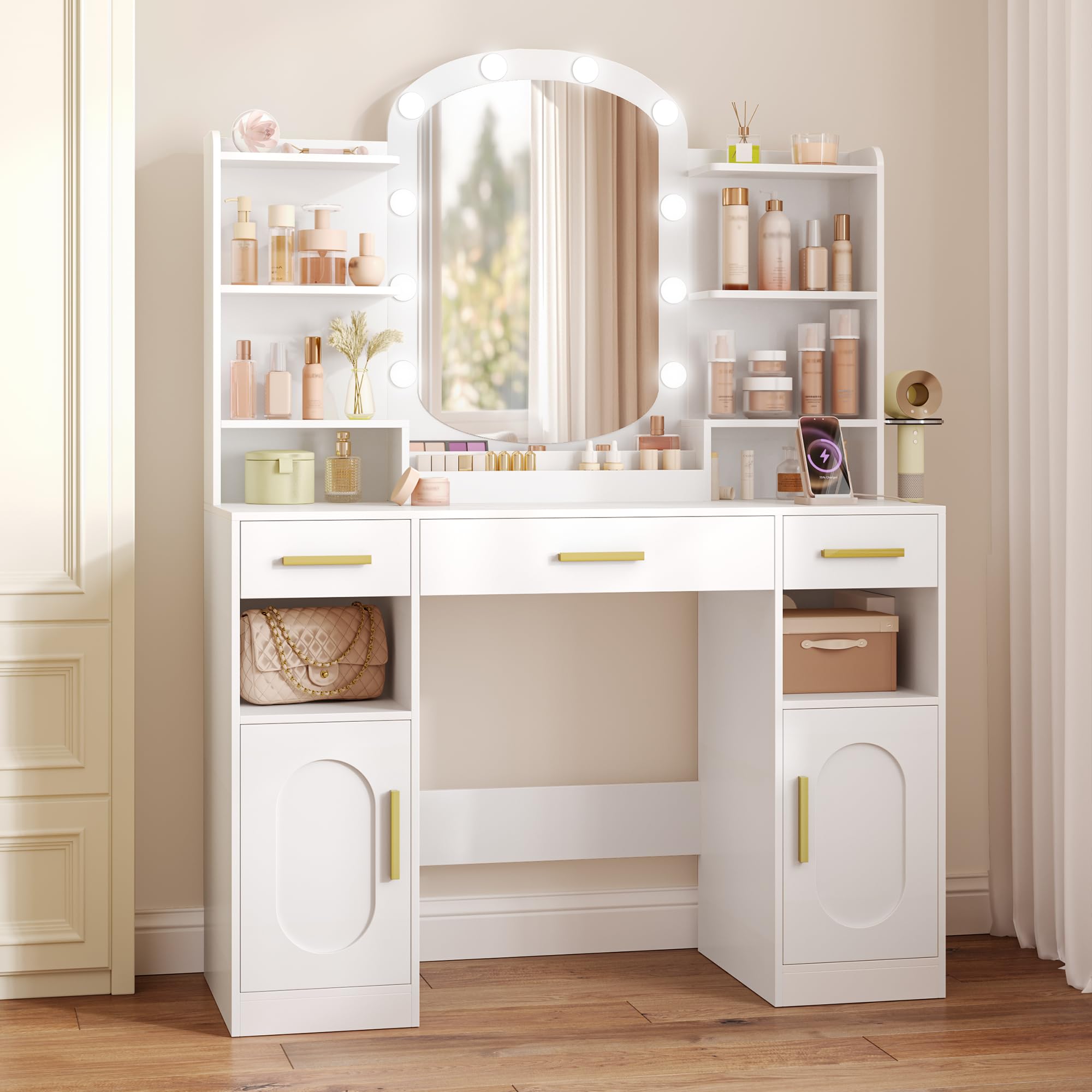 hexcelen-coiffeuse-avec-miroir-coiffeuse-blanche-led-108-cm image 7