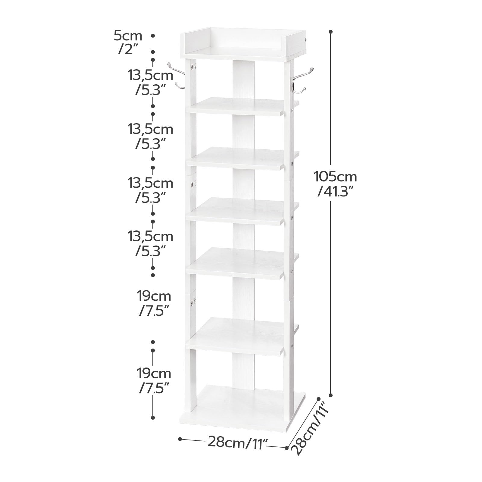 hoobro-shoe-racks-meuble-chaussures-blanc-7-niveaux-troit image 4